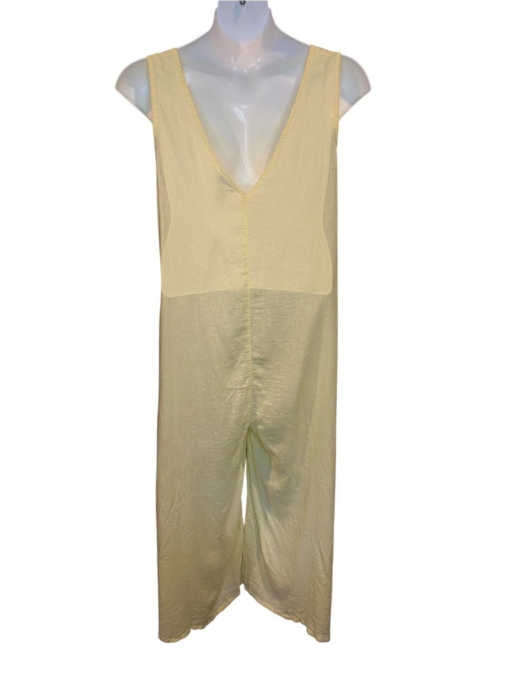 Calypso St Barth Jumpsuit Womens Size XL Yellow Wide Leg V-Neck Sleeveless - Picture 3 of 10